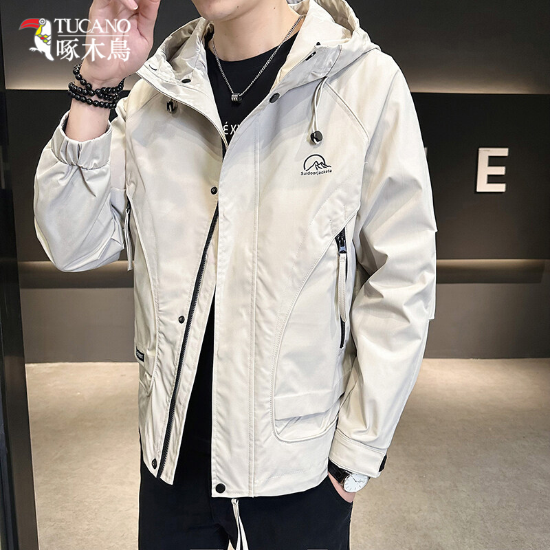 TUCANO/啄木鳥时尚潮流工装连帽夹克男士宽松百搭冲锋衣外套1718