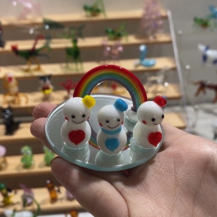 琉璃手工艺品琉璃彩虹雪人一套