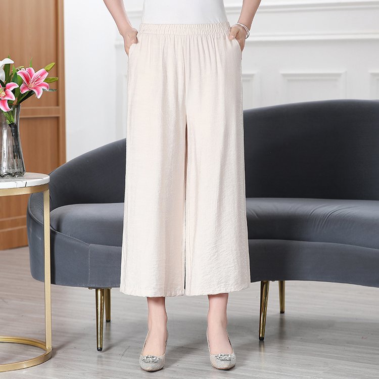夏季大码阔腿裤时尚气质休闲裤高腰中老年薄款宽松
