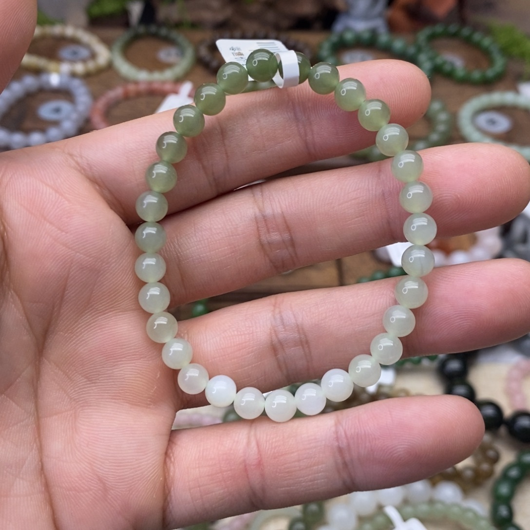 和田玉未镶嵌手链卡6冰渐变