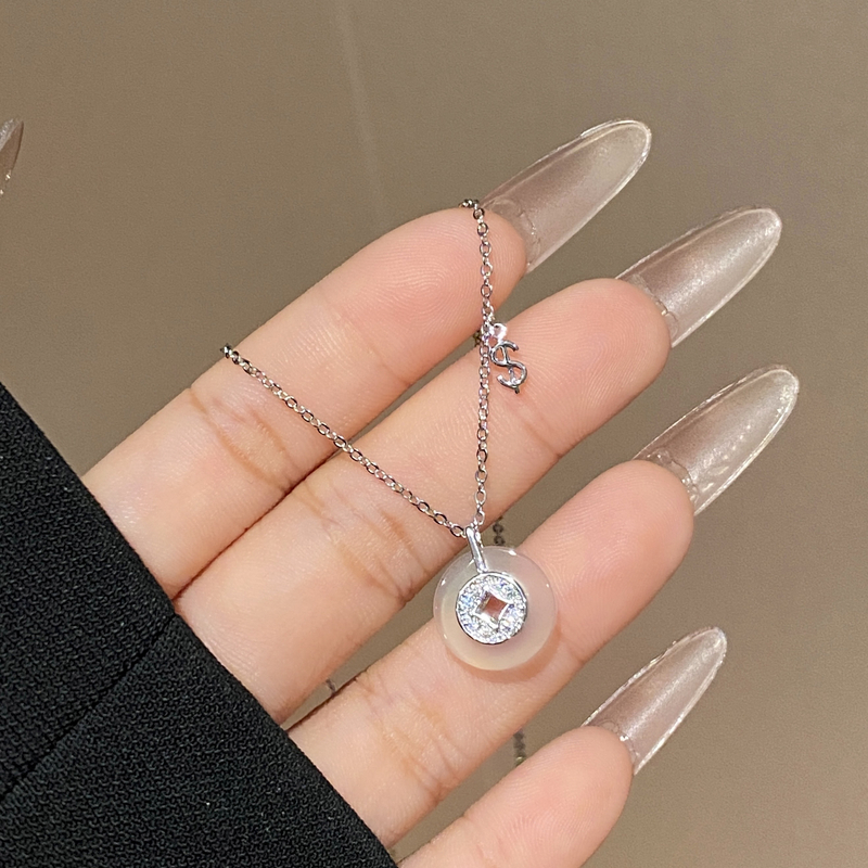 清冷温柔气质百搭设计平安扣项链A3069
