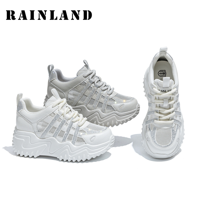 雨土厚底运动鞋女2025新款夏季爆款百搭休闲透气增高老爹鞋显脚小