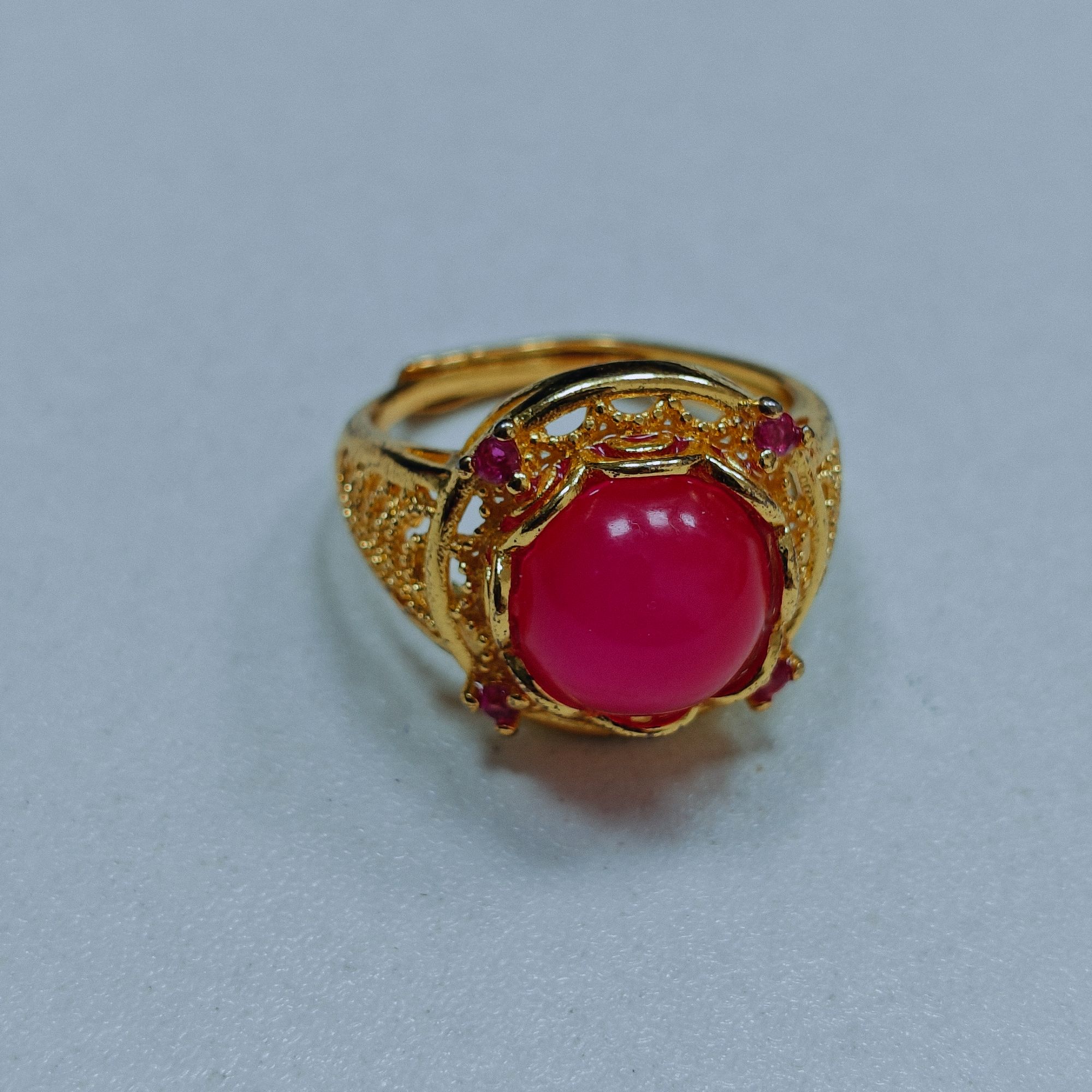 红景天玉石活口戒指