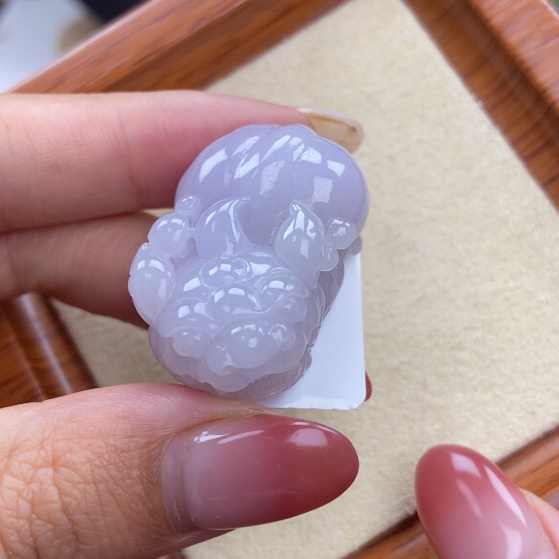 颈饰未镶嵌翡翠A4 香芋紫大肚貔貅