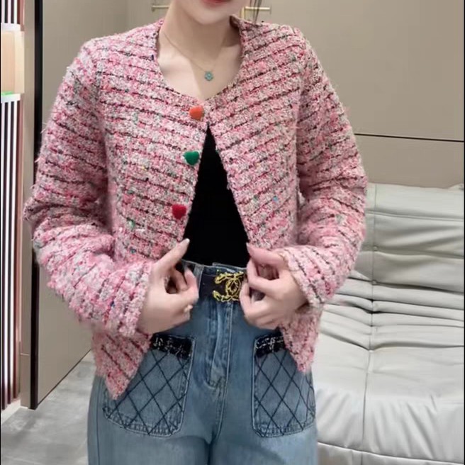 大码小香风外套女春秋新款高级感法式气质粗花呢宽松显瘦短款上衣