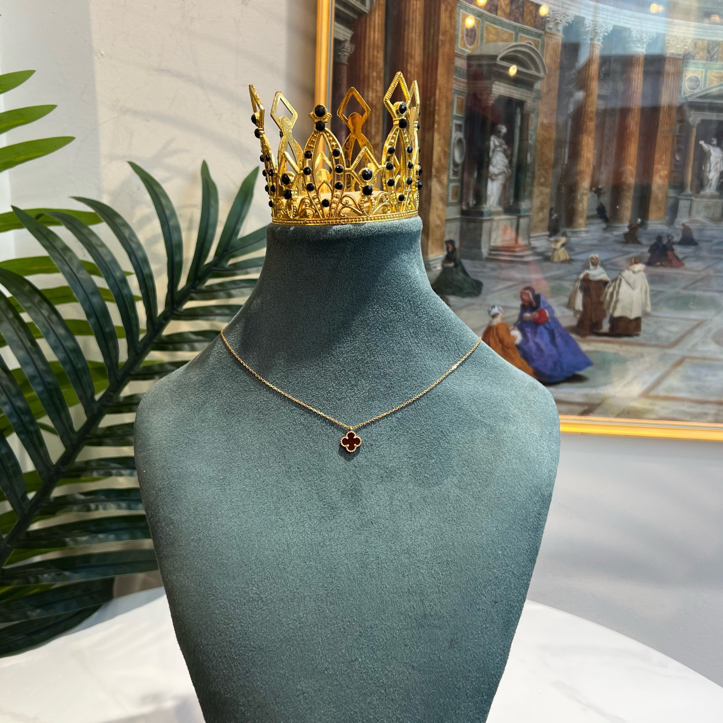 95新 梵克雅宝 御古屋/52657/mini红花四叶草项链 JA