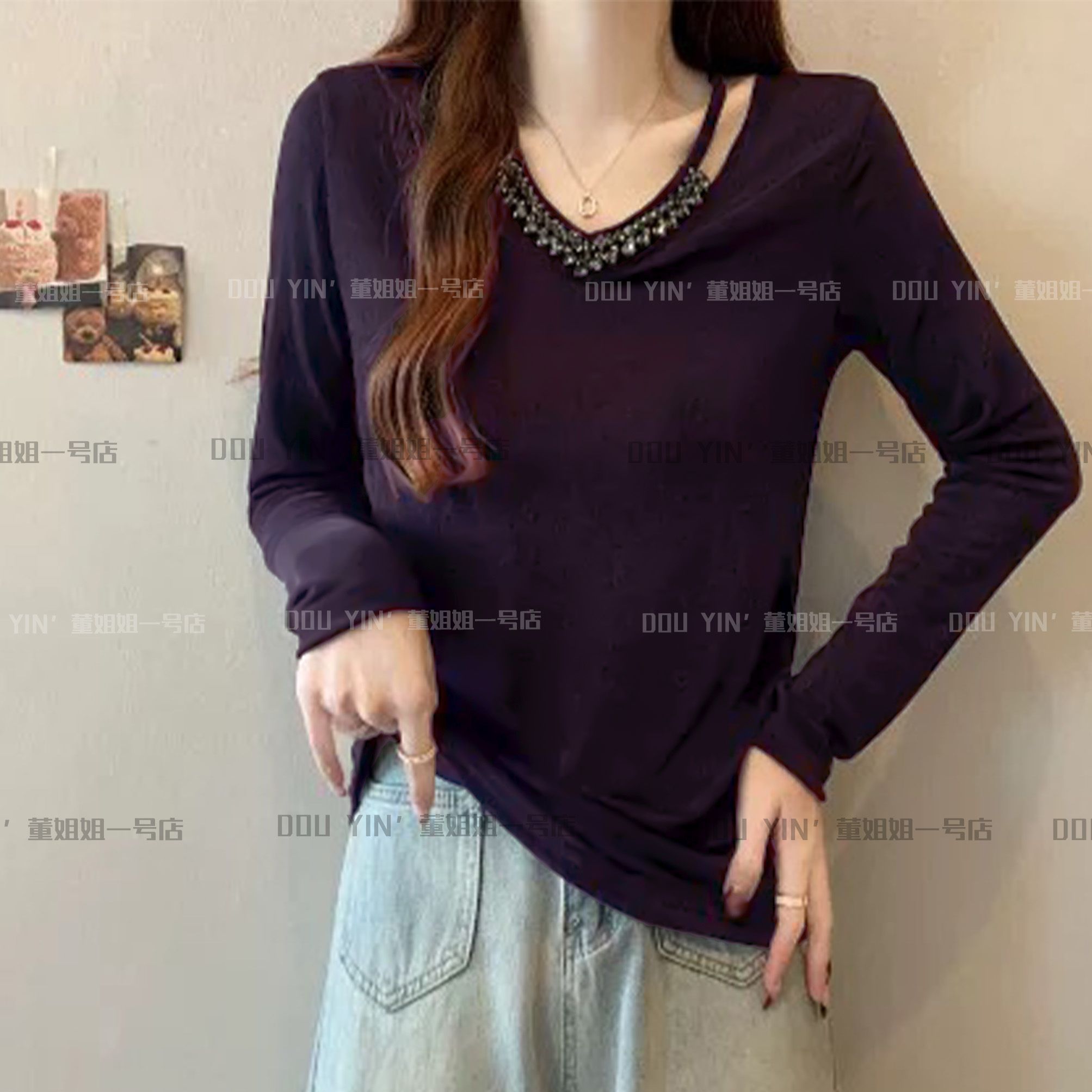 6289秋冬时尚气质磨绒女神打底衫