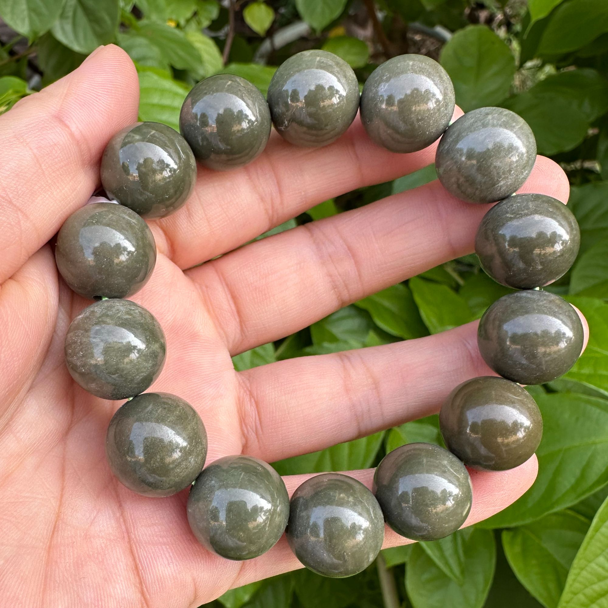 和田玉沙枣青手串卡16（多样性发其一）