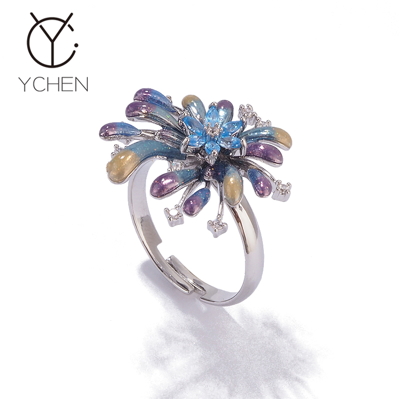 铜合金戒指 原创设计不一样的烟火彩色烟花精致戒指女食指戒指