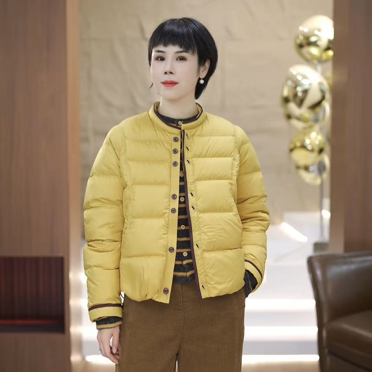 【渲渲推荐】QQ-079冬季休闲保暖撞色线羽绒服