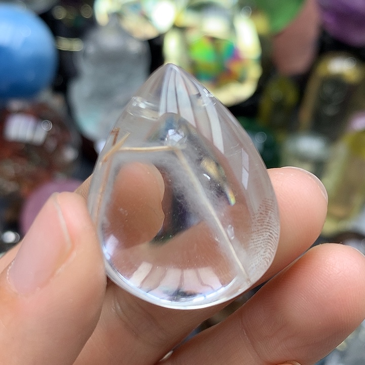 水晶天然水晶白兔毛晶中晶吊坠未镶嵌