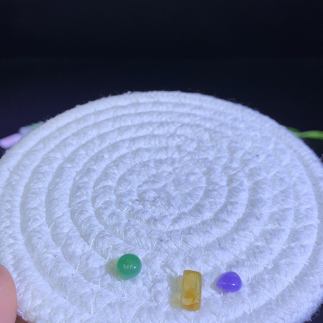 散珠翡翠天然缅甸翡翠单珠三色三个