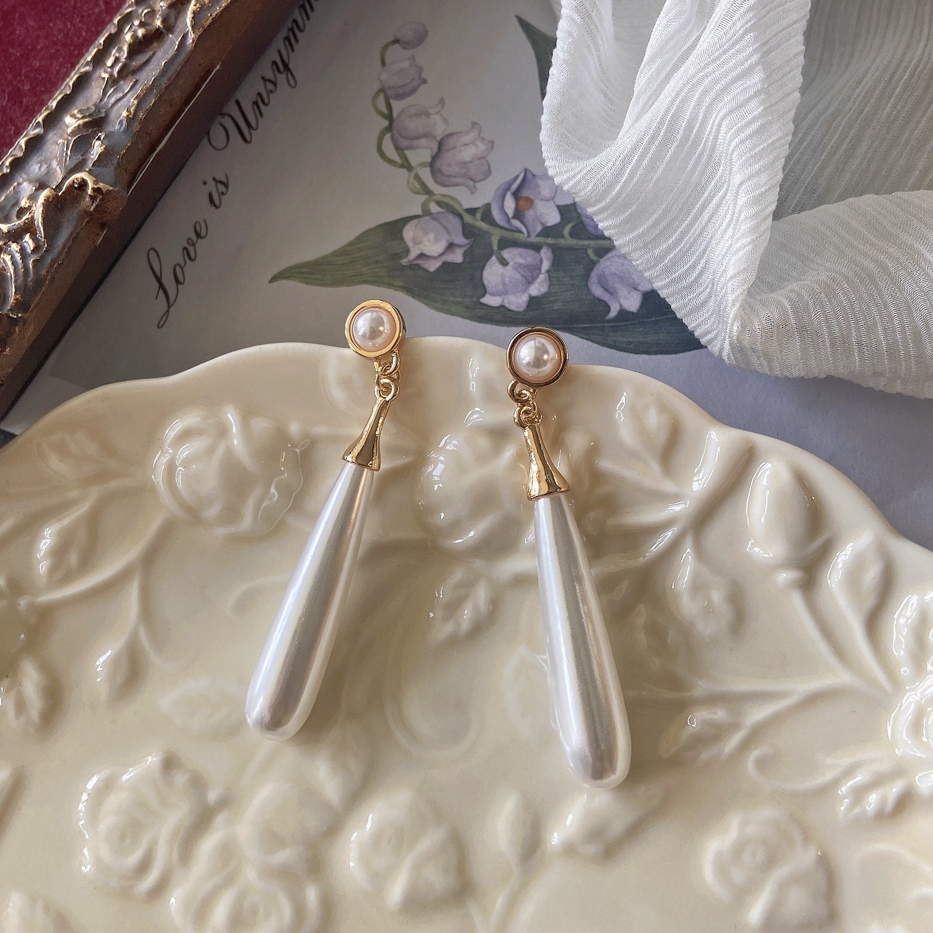 合金亚克力耳饰「宫廷」vintage宫廷复古法式文艺水滴耳饰女耳钉