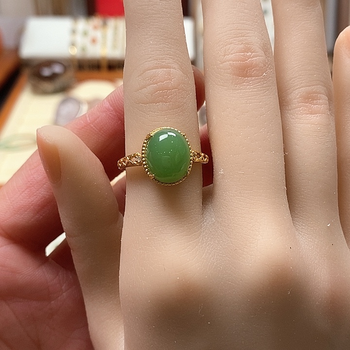 和田玉戒指银S925镶嵌