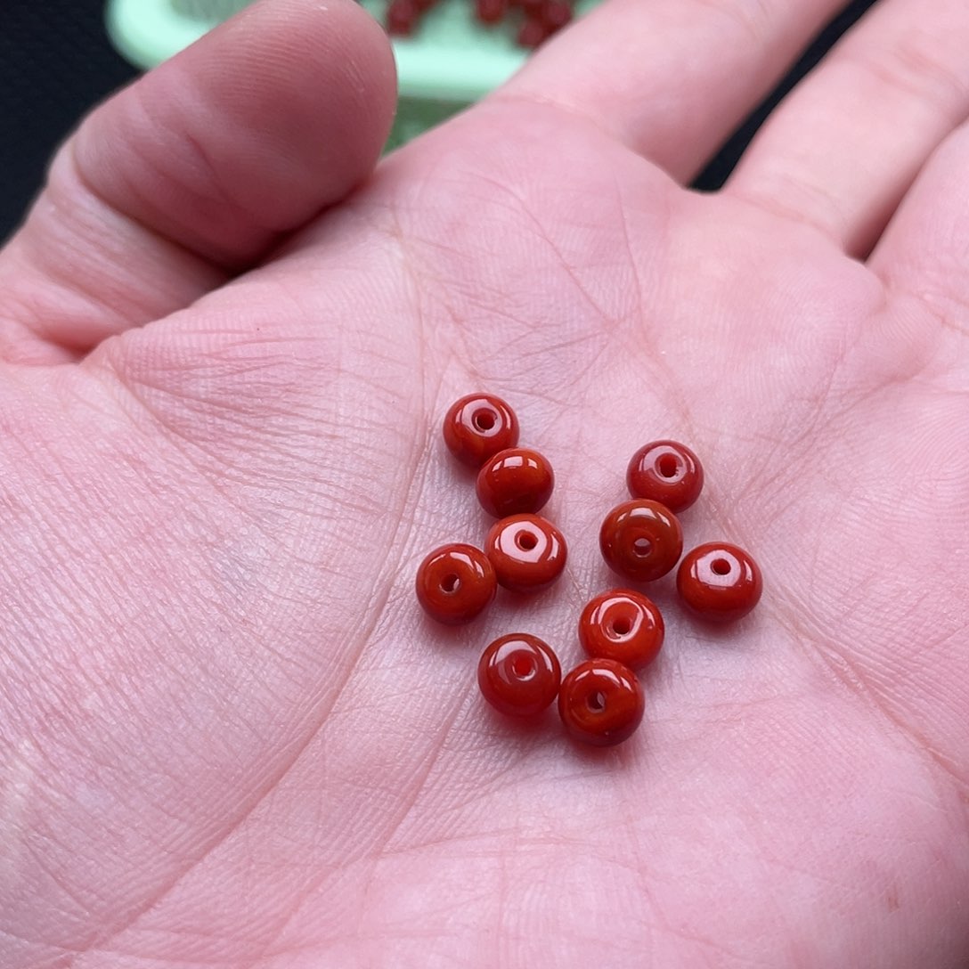 南红玛瑙4*6柿子红隔片一组10颗未镶嵌