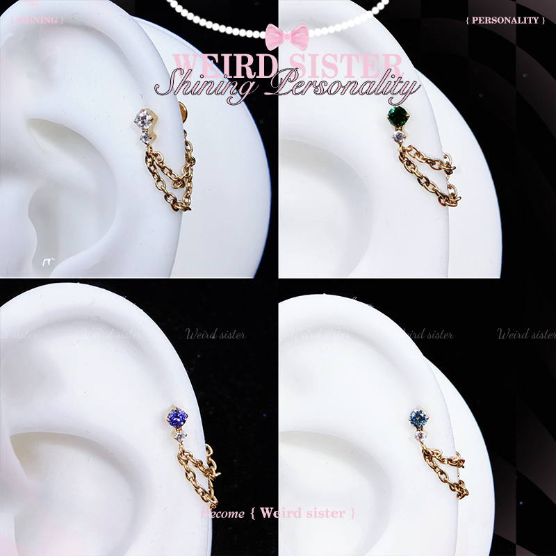 钛合金耳饰 【直播浮力专项】镀金小糖豆0.9牙钛合金耳钉内螺纹防敏