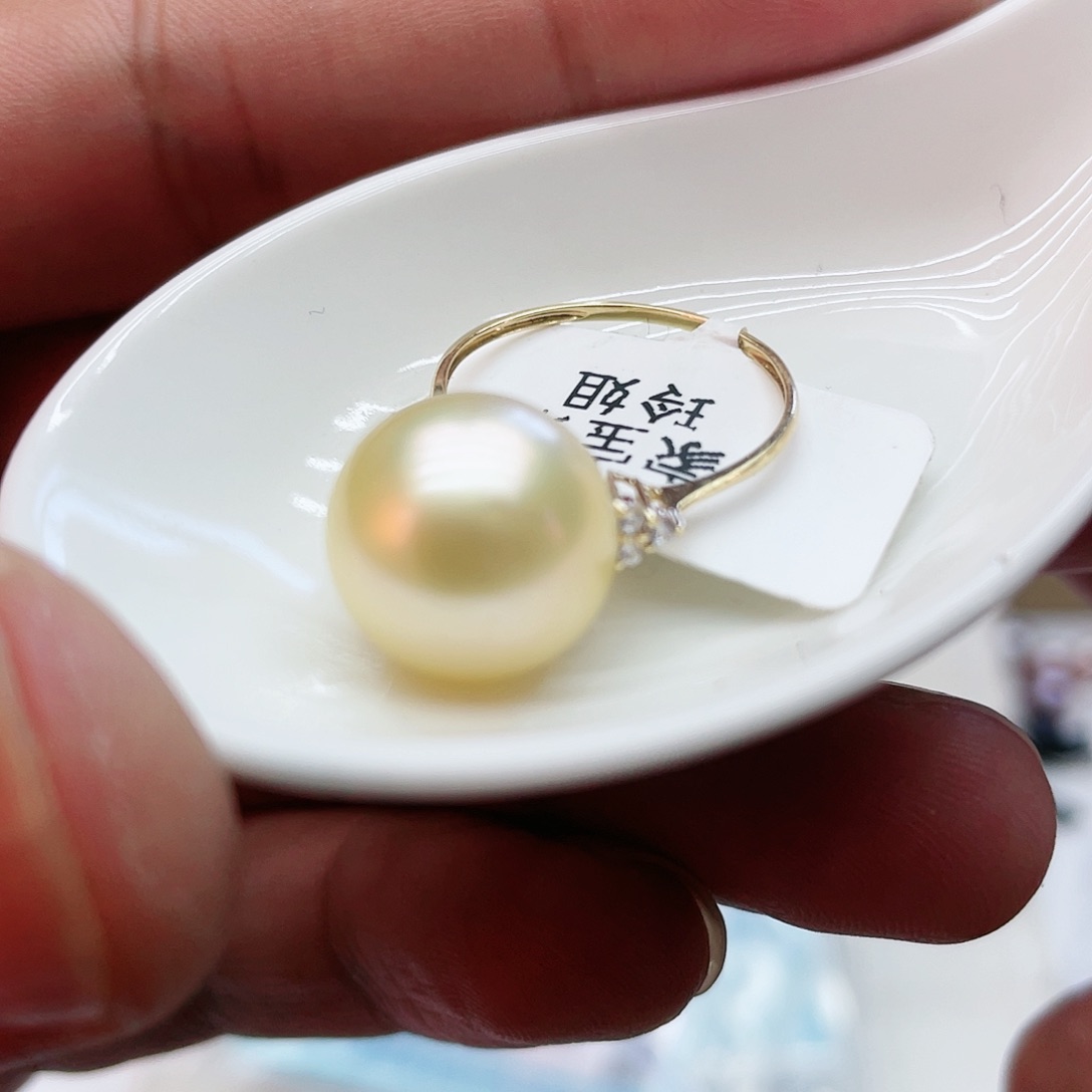 海水珍珠戒指18K金镶嵌