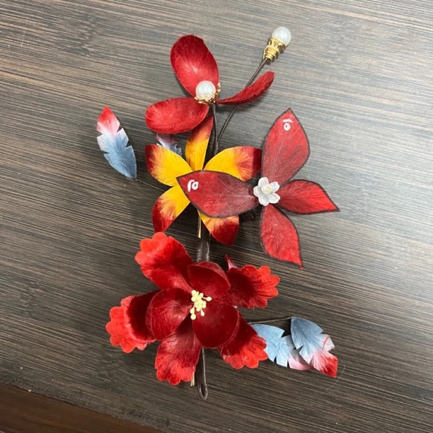 安柚专属 麦光光古风发饰绒花发簪 手工制作默认微瑕