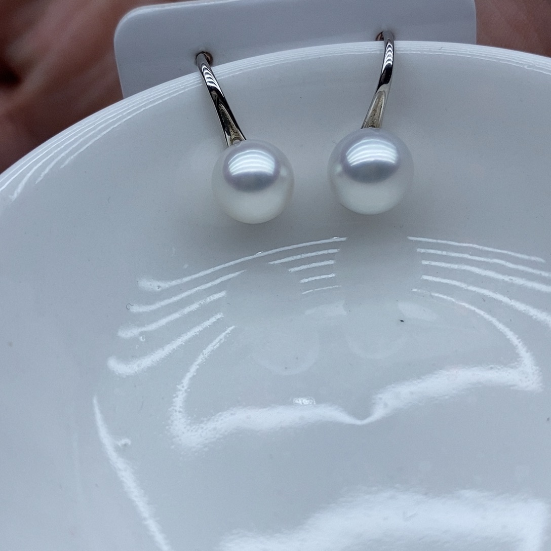 海水珍珠耳饰银S925镶嵌