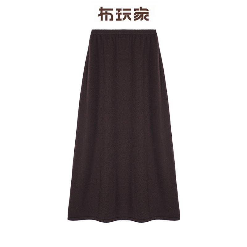 布玩家休闲H型秋冬2025新款半身裙厚款中腰中长款纯绵羊毛长裙女