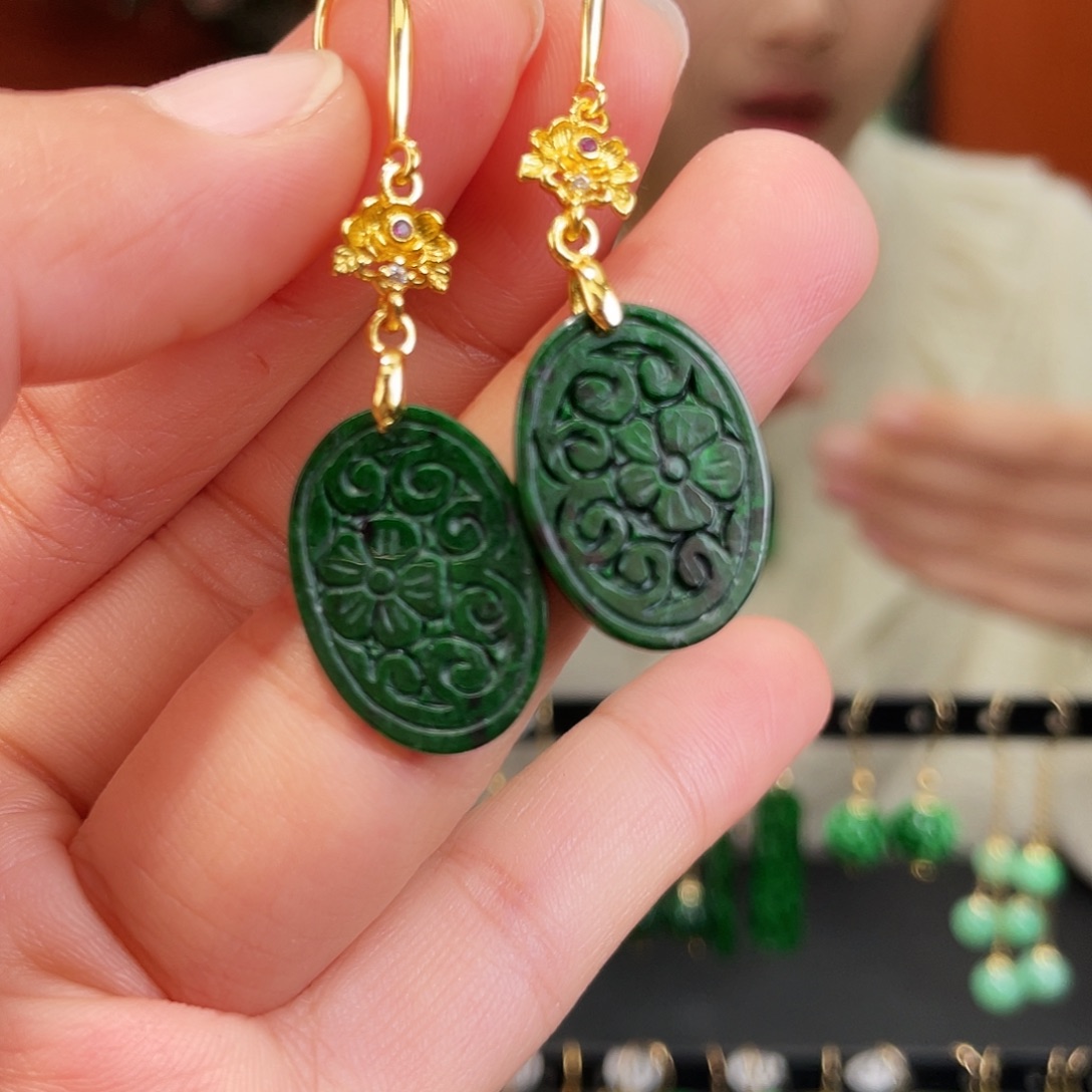 翡翠未镶嵌耳饰饰品