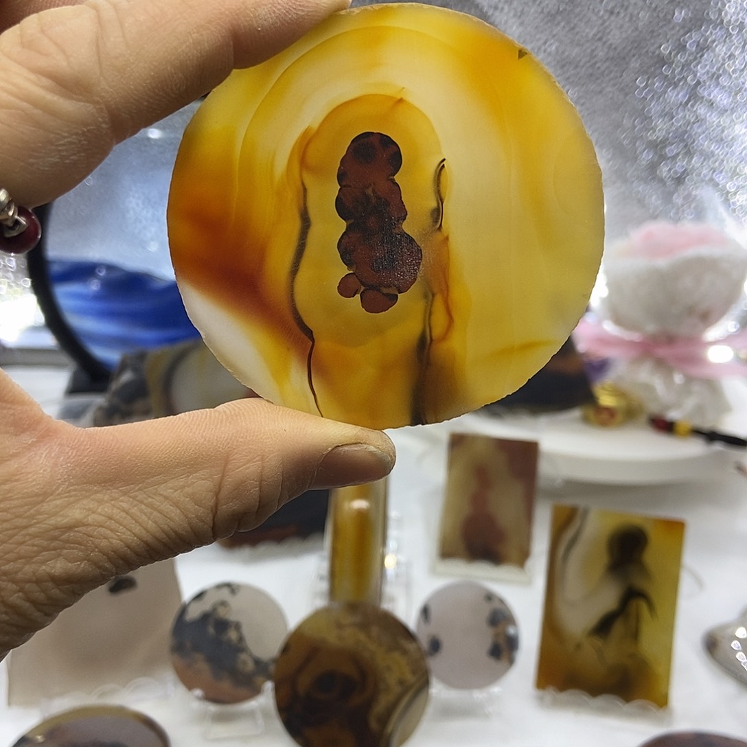 石****定制玛瑙巴玉玛瑙象形花牌不退不换