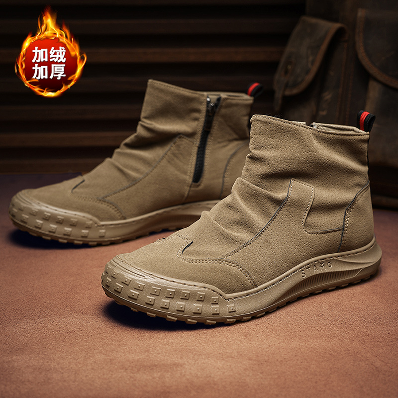 男鞋2025冬季加绒棉靴马丁靴休闲户外工装靴子保暖复古潮鞋5882