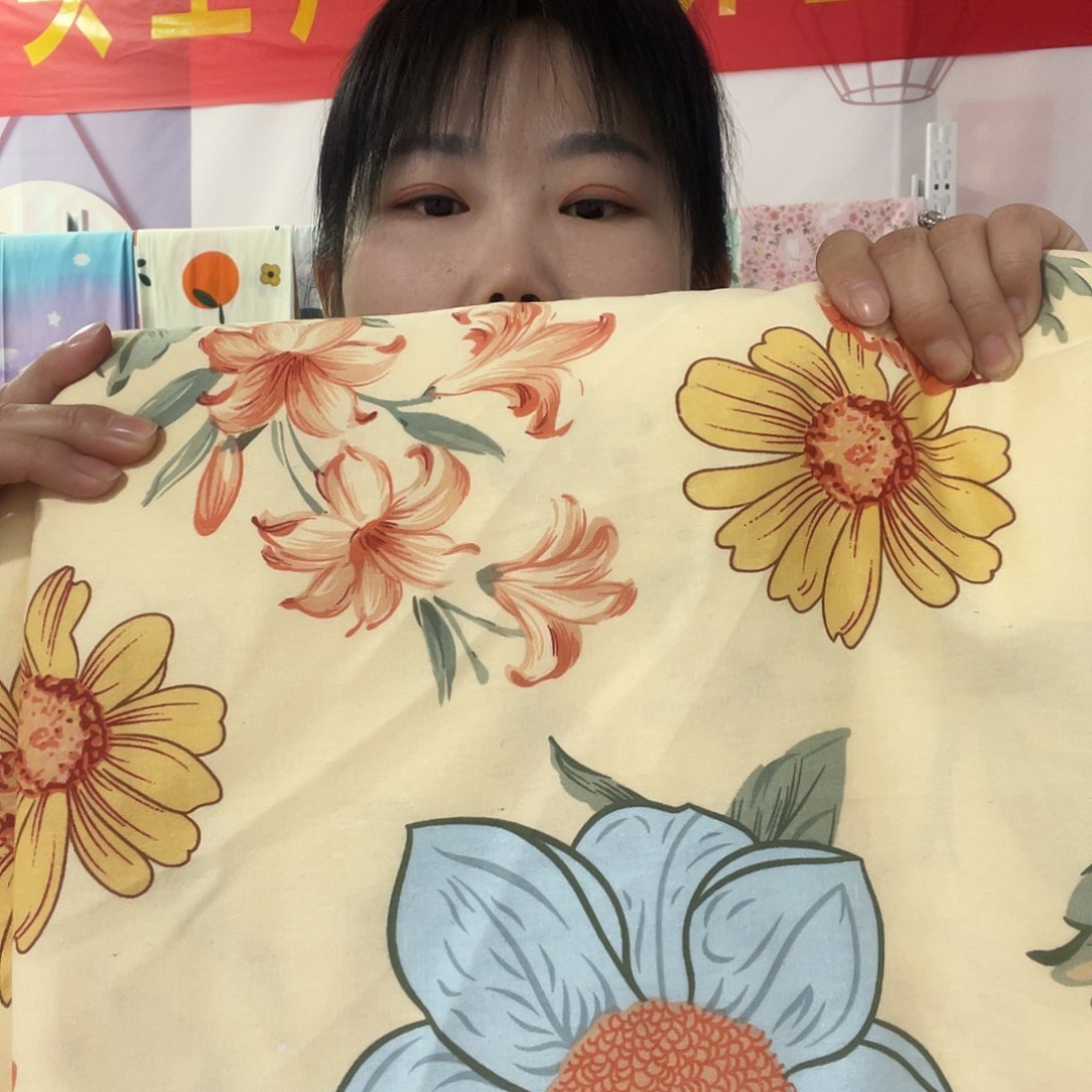 棉棉花牡丹枕套一对