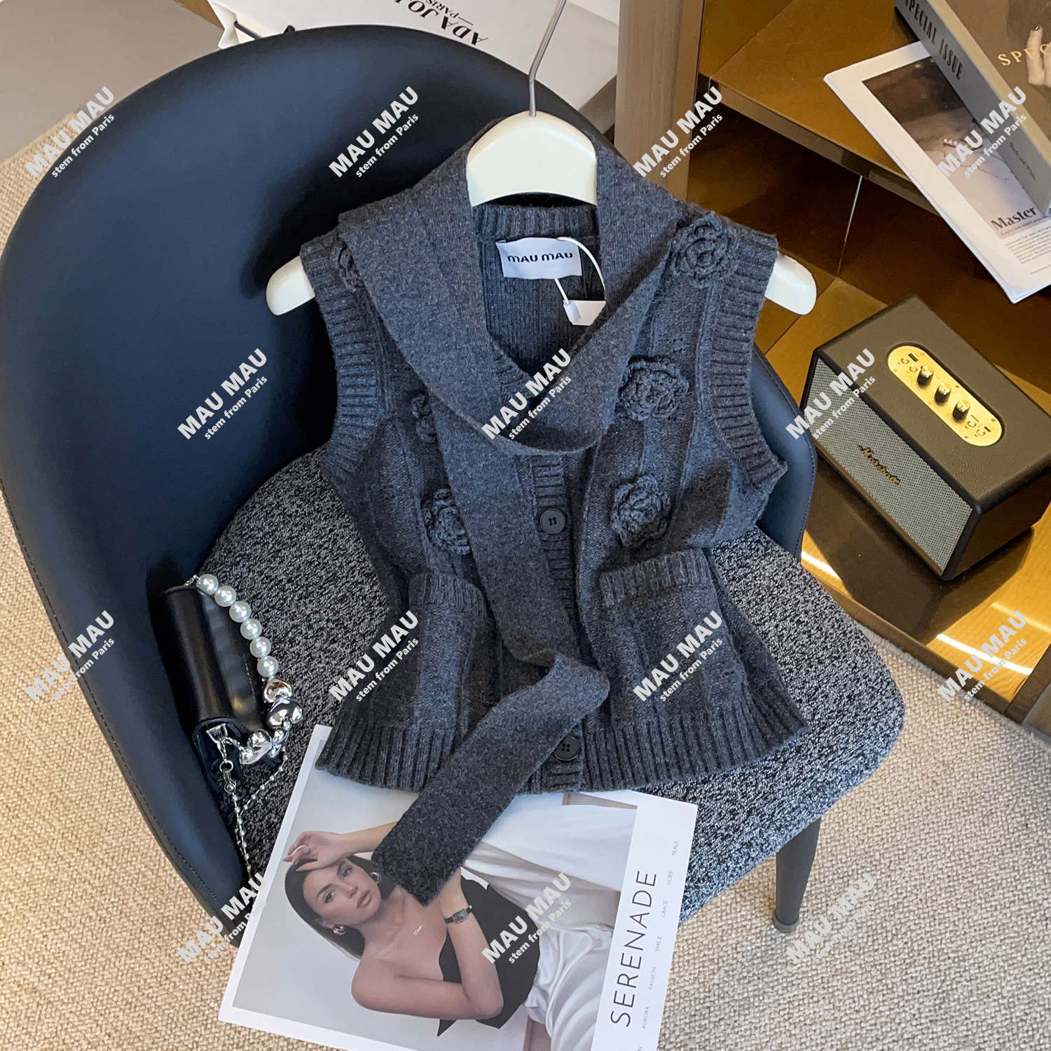 2025新款带领带针织无袖马甲针织 DY9053