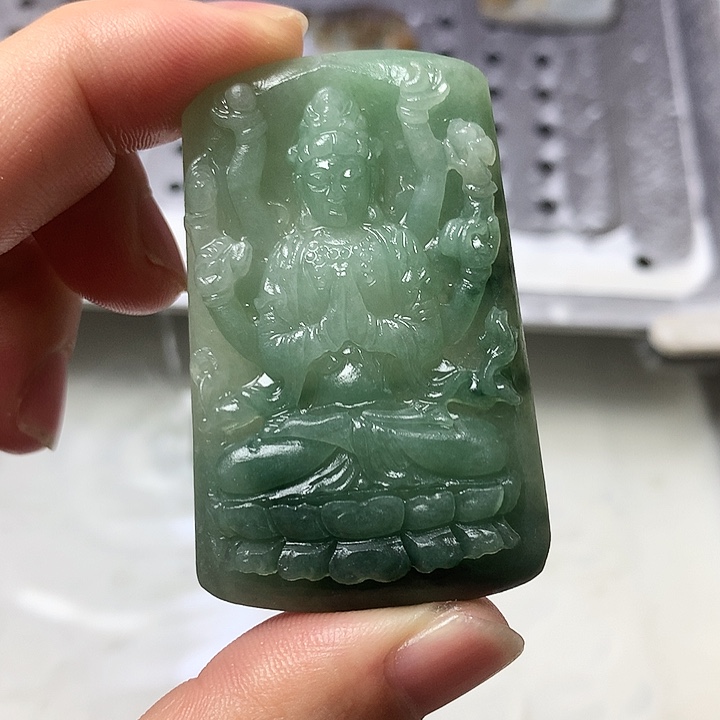 未镶嵌定制翡翠运*缅甸翡翠老蓝水千手观音
