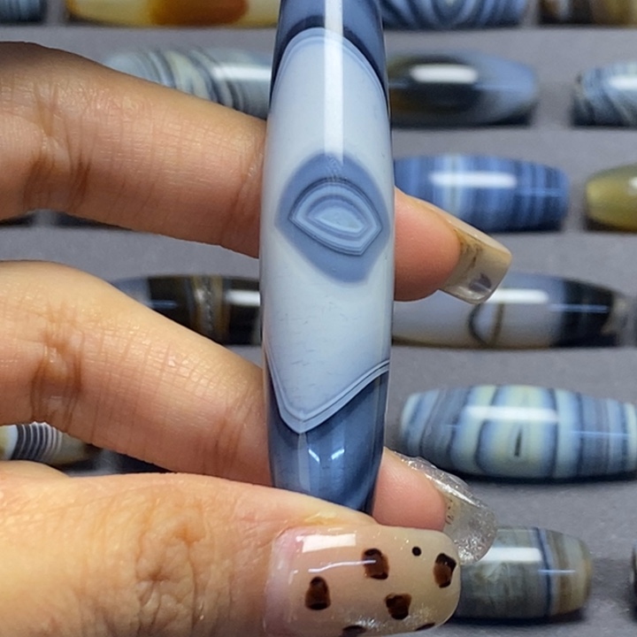 常***笑玛瑙/玉髓合金藏风蓝沁海浪花