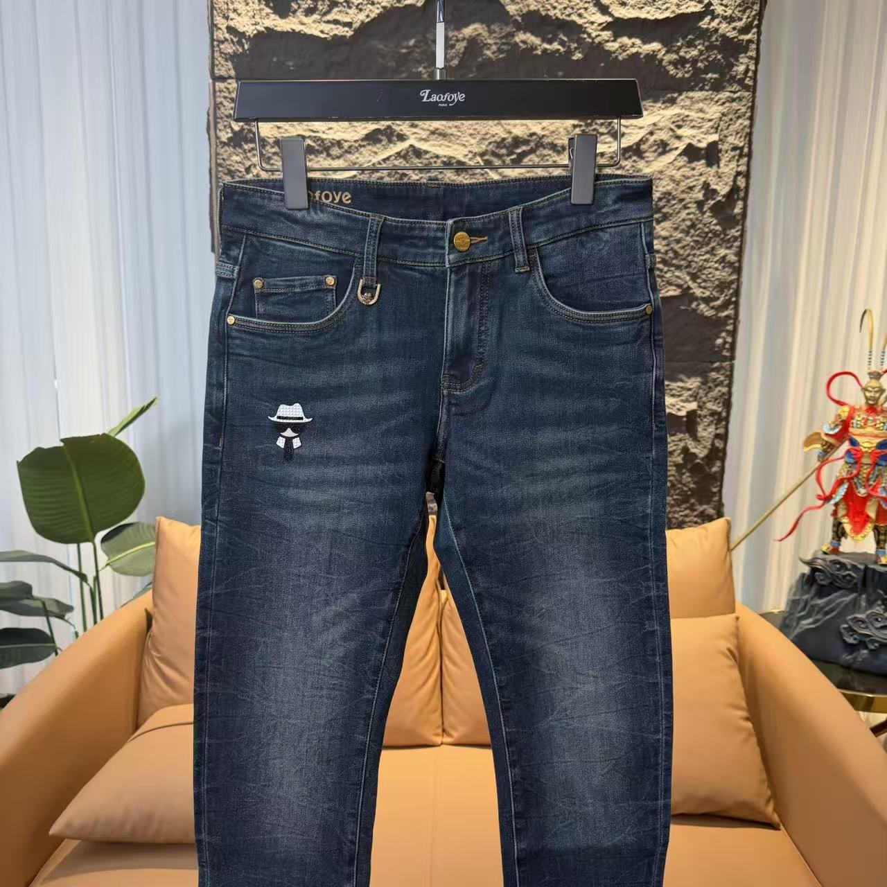 【VanJazny】QC高端男士休闲潮流时尚百搭水洗牛仔裤F61523W037