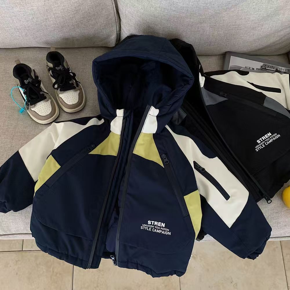 儿童棉服2025秋冬男童潮牌夹棉外套宝宝小童加厚保暖时尚冲风衣