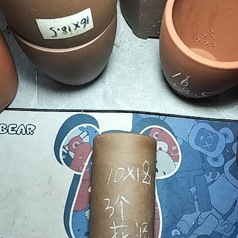 三个笔筒花泥微瑕