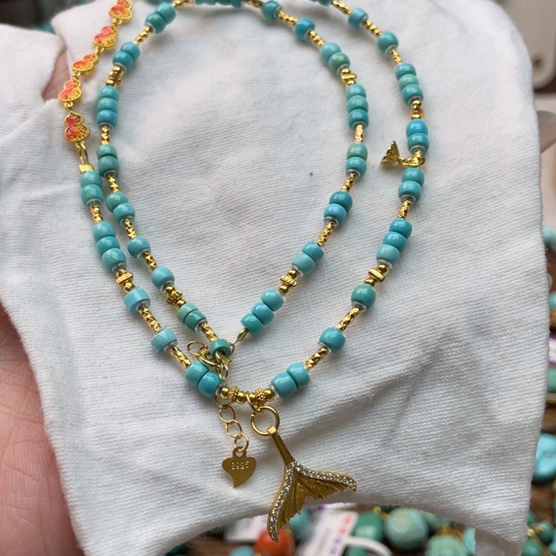 绿松石颈饰银S925镶嵌