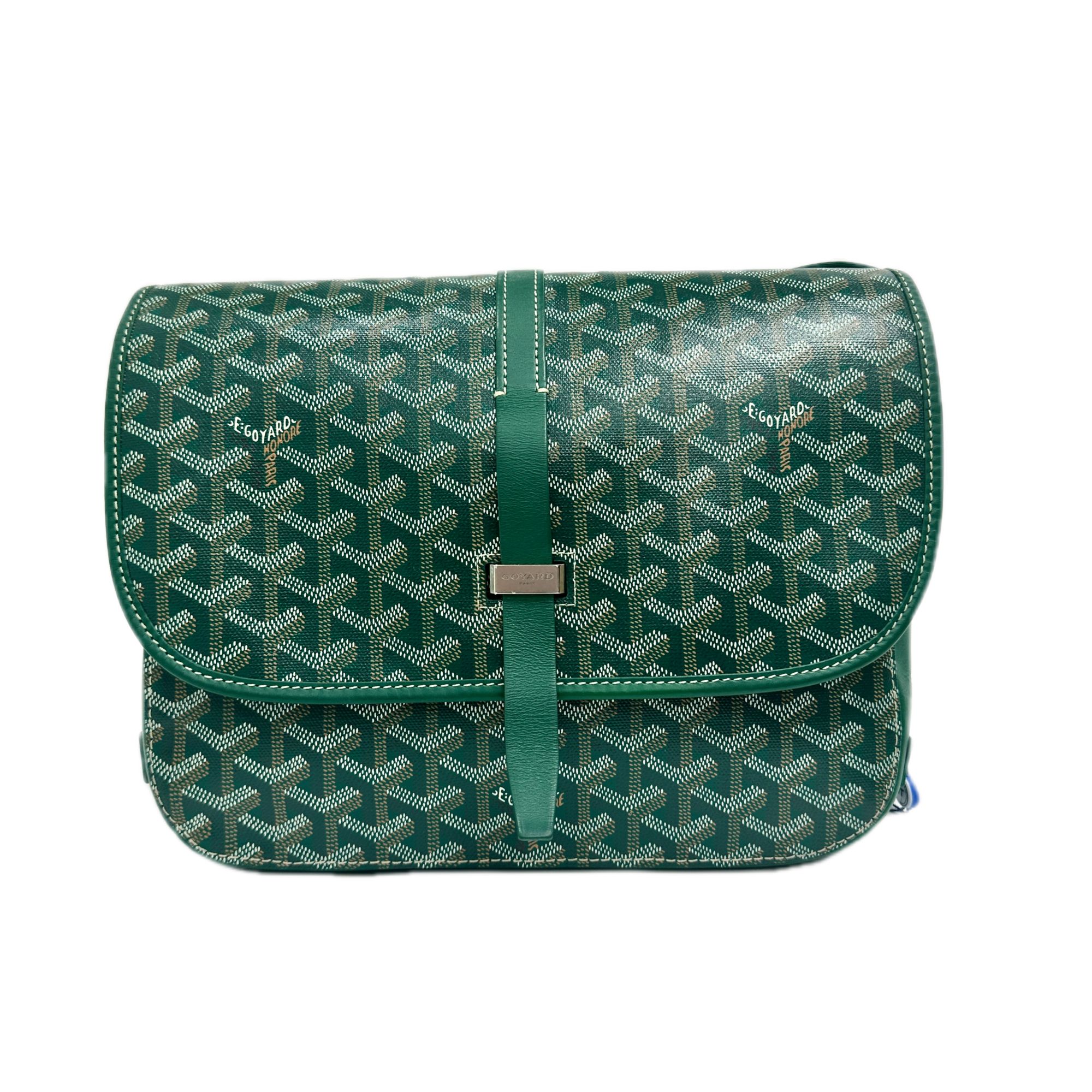 99新 Goyard belvedere经典绿色y字老花满印 中号 邮差包