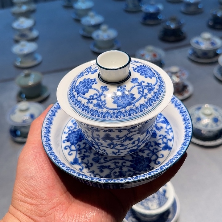 摆件直播间三才盖碗