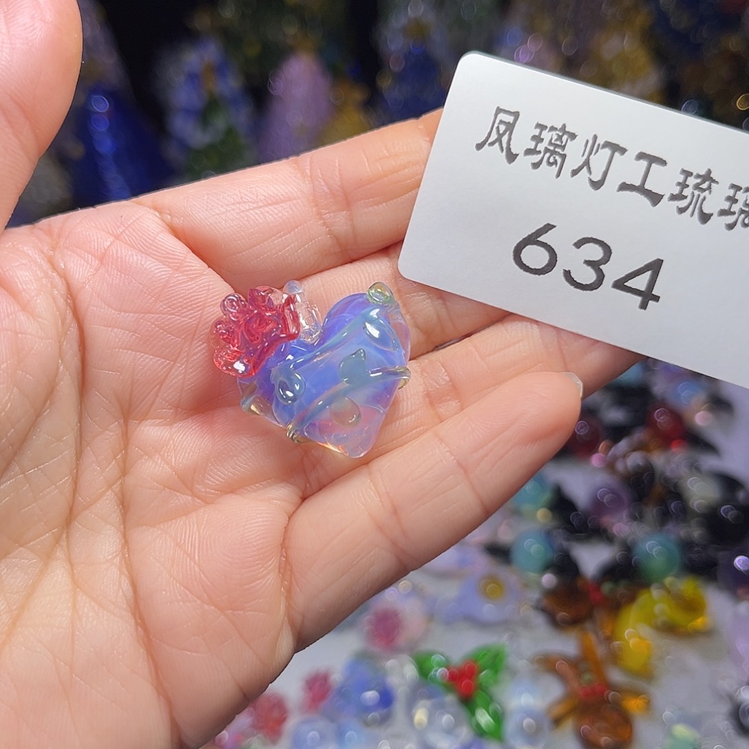 吊坠（不含链）玻璃634玫瑰爱心