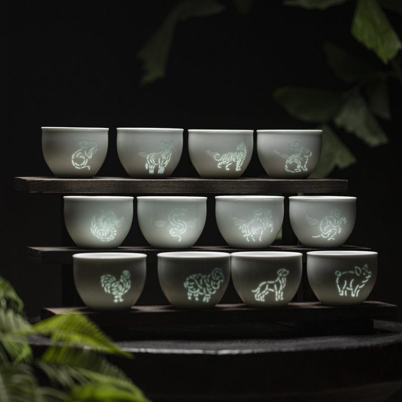 十二生肖玲珑陶瓷主人杯