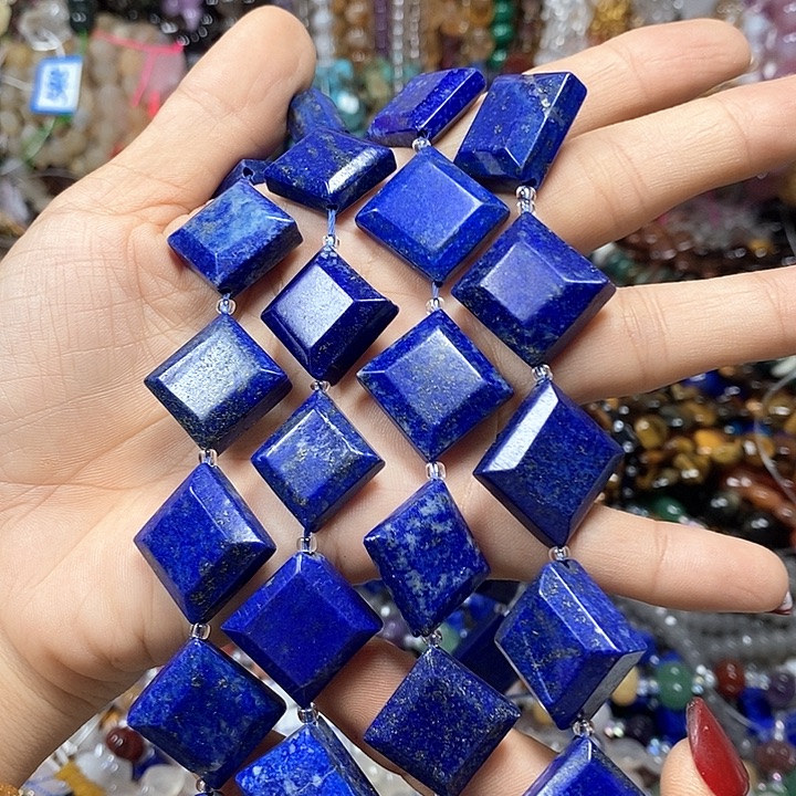 未镶嵌玛瑙/玉髓珠宝半成品天然老料青金斜方卡17-19mm