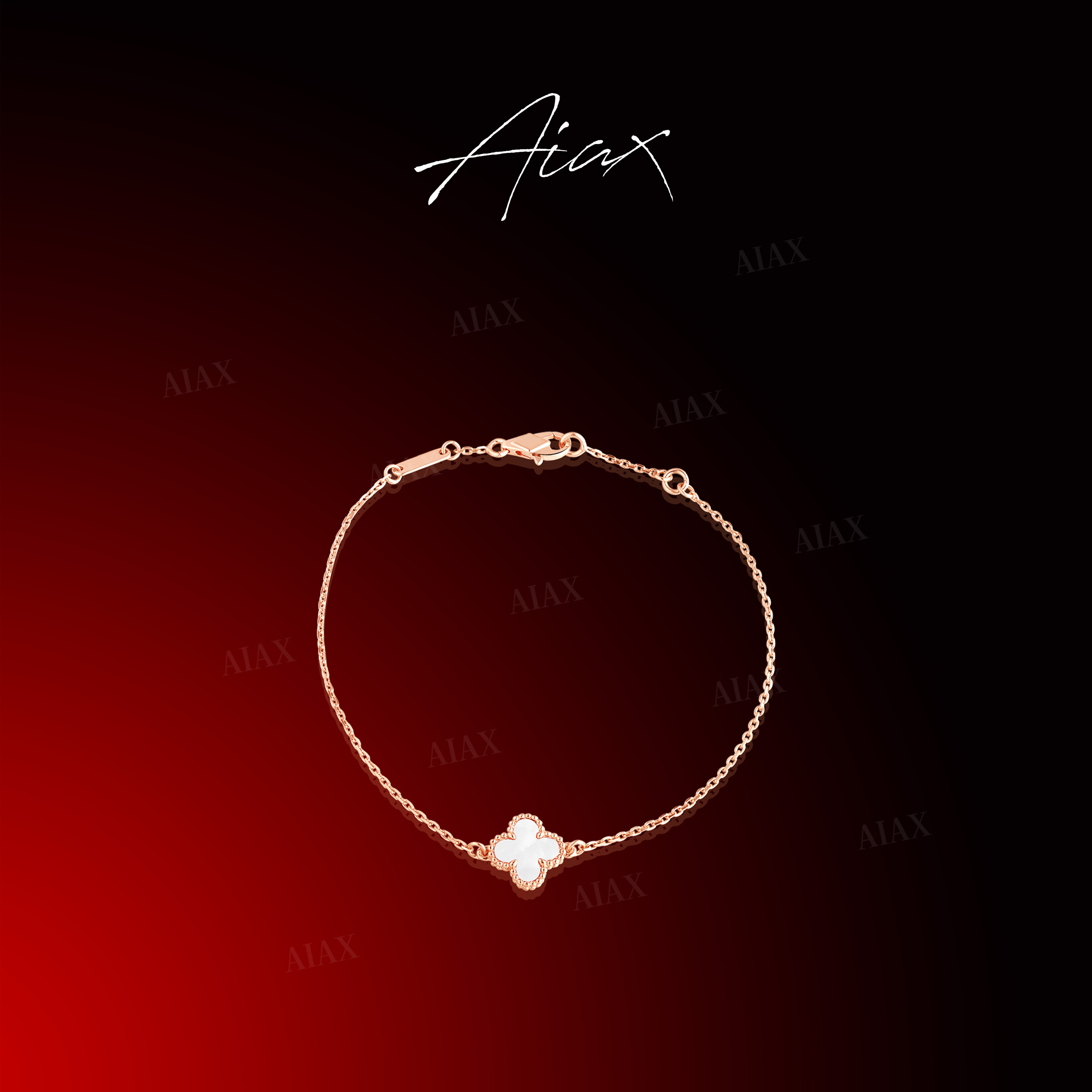 AIAX 925银 镀K金 【阿罕布拉】经典初恋四叶蛇年手链TSS7260