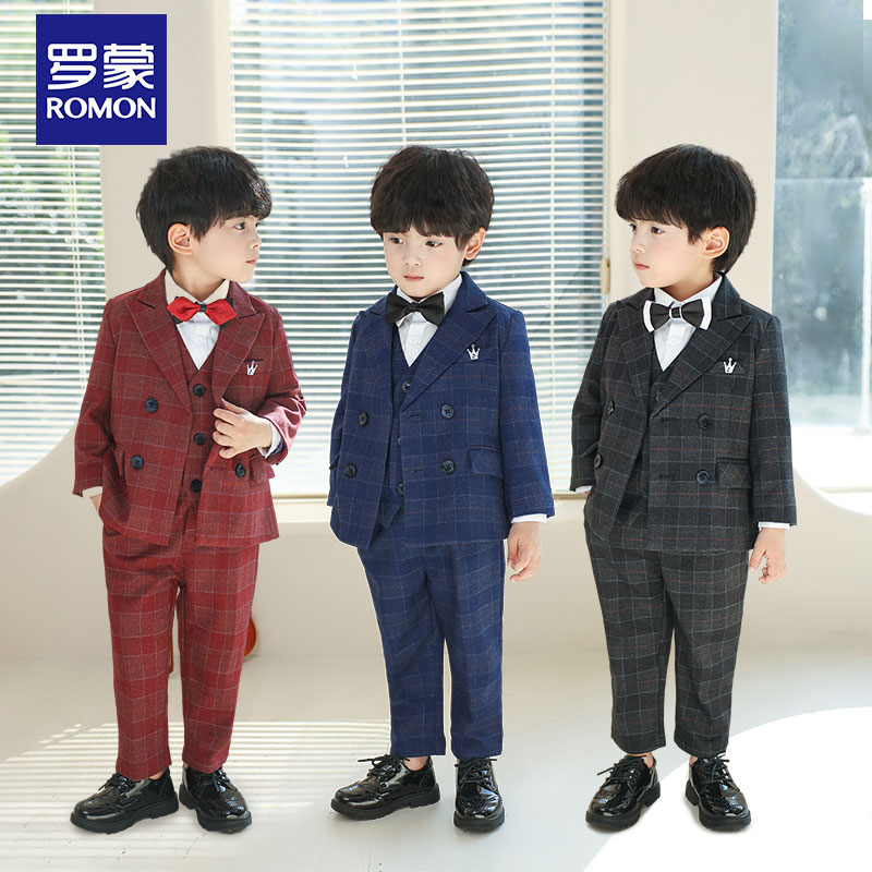 男童西装套装春秋新款英伦主持演出服小童花童婚礼服宝宝周岁礼服