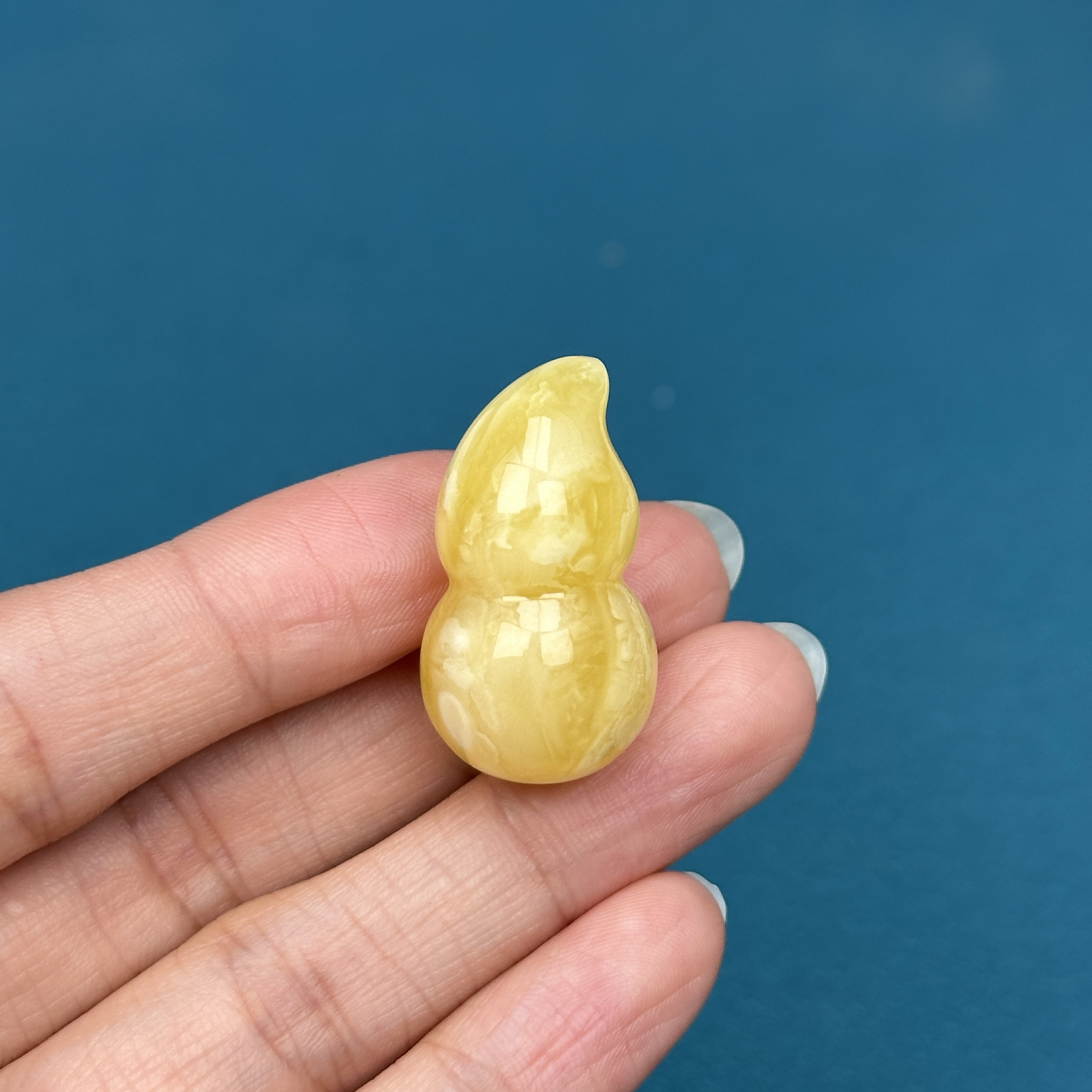 Y3450天然原矿蜜蜡鸡油黄葫芦16.3x29mm抖音基地质检发货