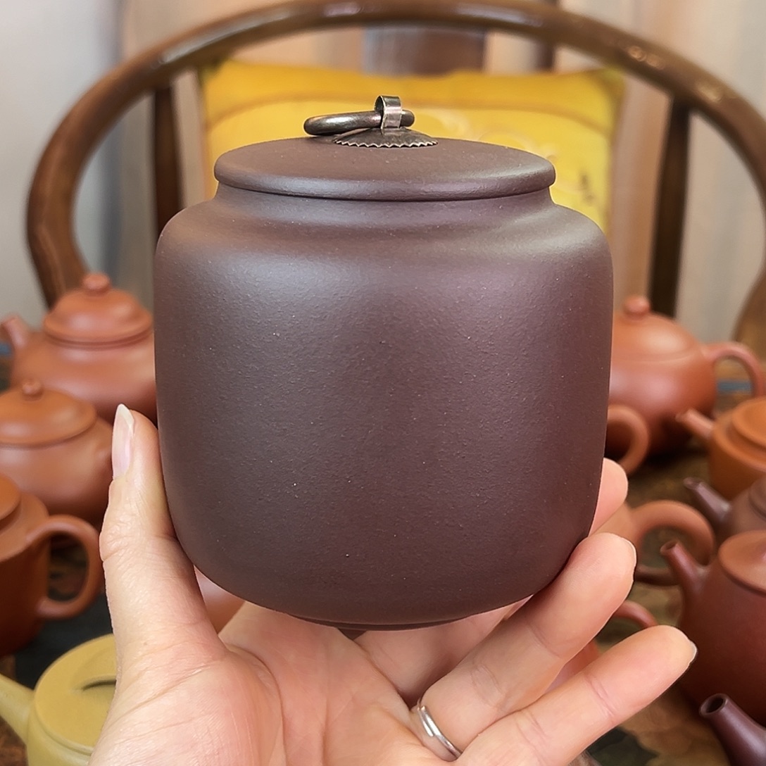 紫砂茶壶精品茶叶罐 紫泥 一斤装