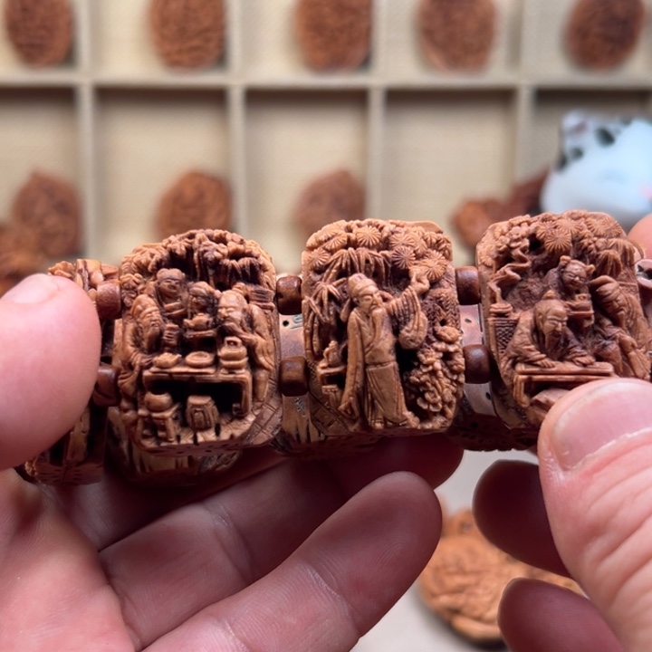 桃核手串桃核雕刻文人八雅