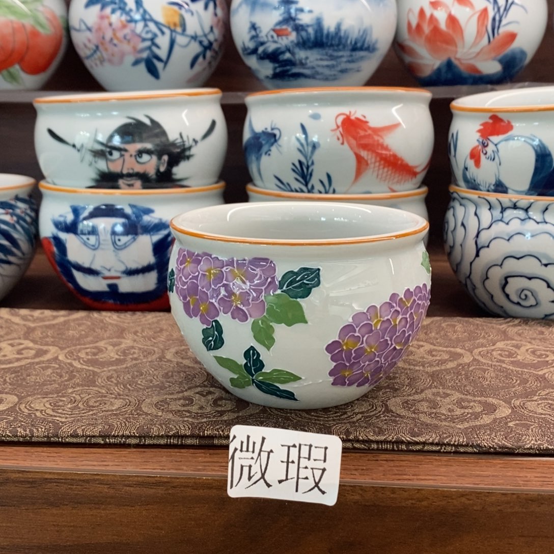 微瑕釉下彩纯手绘手工绘制