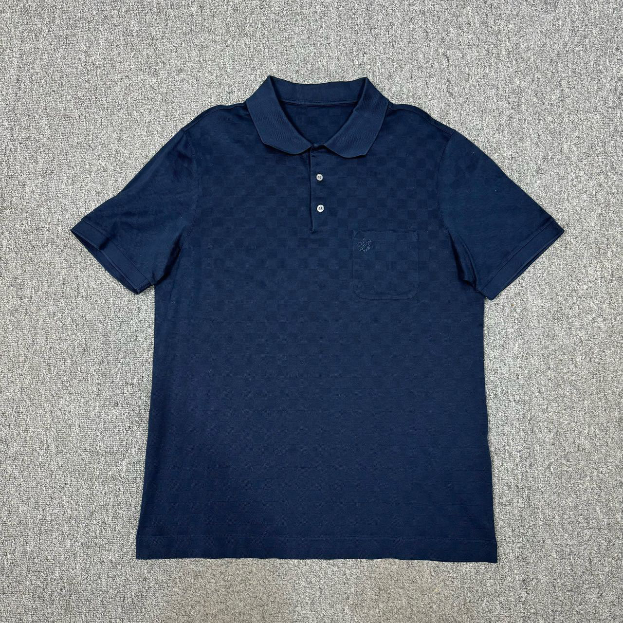 11890044 Louis Vuitton LV 蓝色棋盘格短袖Polo衫 L码98新