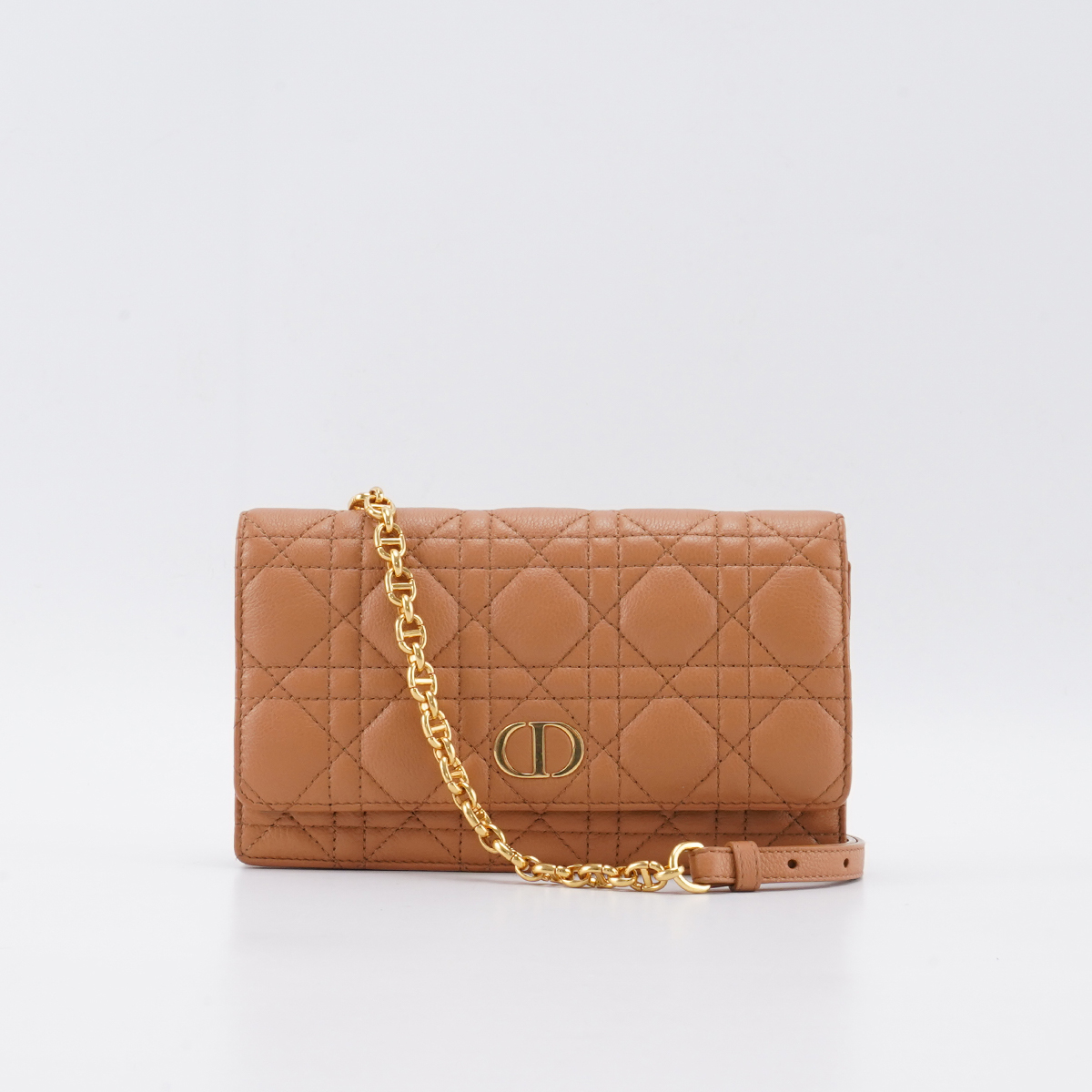 95新 DIOR/迪奥 【诗诗】Caro 棕金 牛皮 woc 链条包/BGH401740018