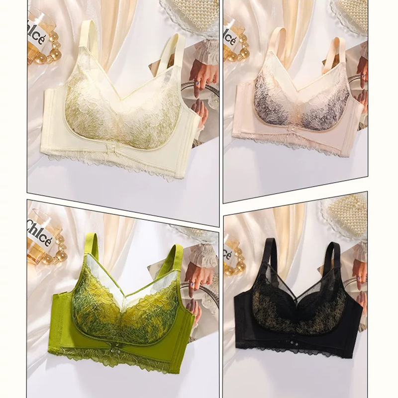 #090无磁剪标女士内衣舒适透气性感蕾丝小胸聚拢上托文胸