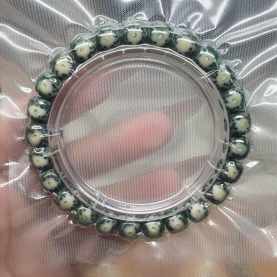 星月菩提手串9x8黄金瞳、绿包白